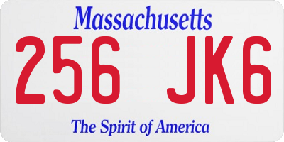 MA license plate 256JK6