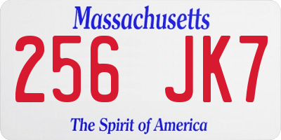 MA license plate 256JK7