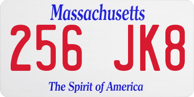 MA license plate 256JK8
