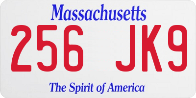 MA license plate 256JK9