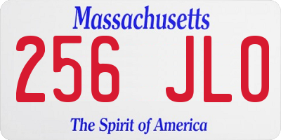 MA license plate 256JL0