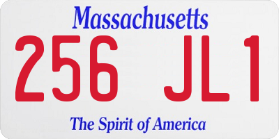MA license plate 256JL1