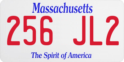MA license plate 256JL2