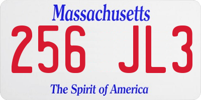 MA license plate 256JL3