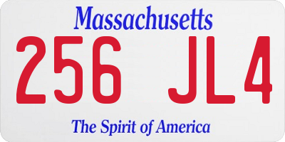 MA license plate 256JL4
