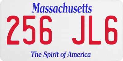 MA license plate 256JL6