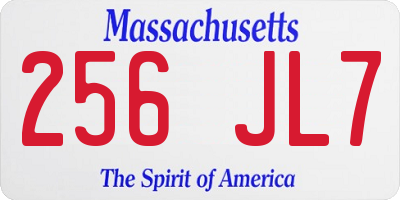 MA license plate 256JL7
