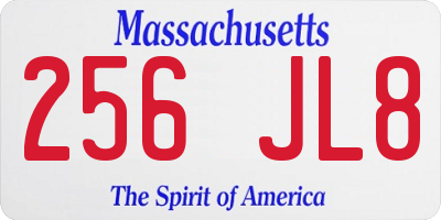 MA license plate 256JL8