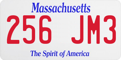 MA license plate 256JM3