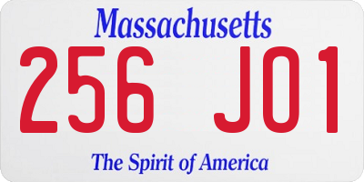 MA license plate 256JO1