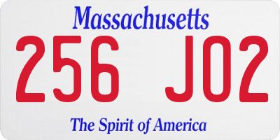 MA license plate 256JO2