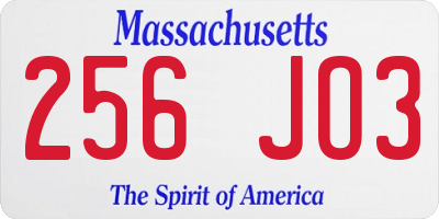 MA license plate 256JO3