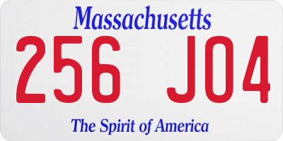 MA license plate 256JO4