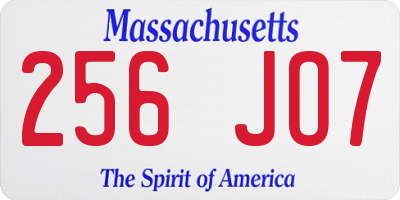 MA license plate 256JO7