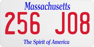 MA license plate 256JO8
