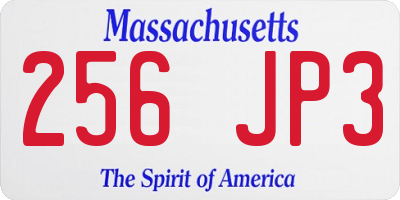 MA license plate 256JP3