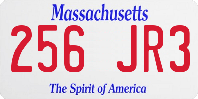 MA license plate 256JR3