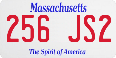 MA license plate 256JS2