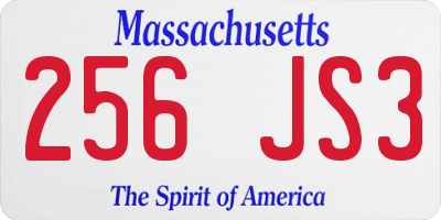MA license plate 256JS3