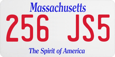 MA license plate 256JS5
