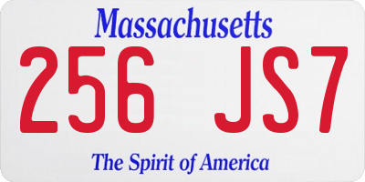 MA license plate 256JS7