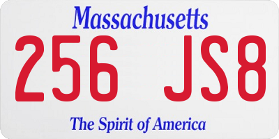 MA license plate 256JS8