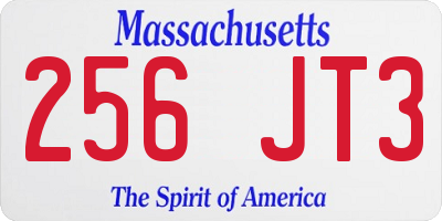 MA license plate 256JT3