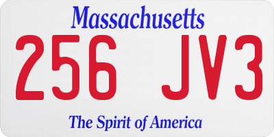 MA license plate 256JV3