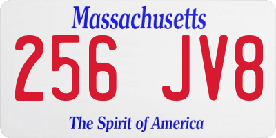 MA license plate 256JV8