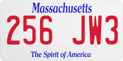 MA license plate 256JW3