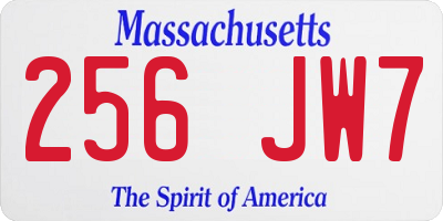 MA license plate 256JW7