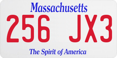 MA license plate 256JX3