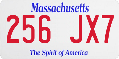 MA license plate 256JX7