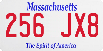 MA license plate 256JX8