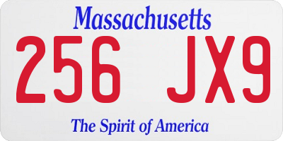MA license plate 256JX9