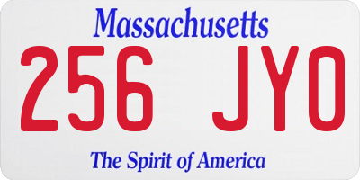MA license plate 256JY0