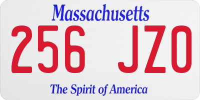 MA license plate 256JZ0
