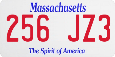 MA license plate 256JZ3
