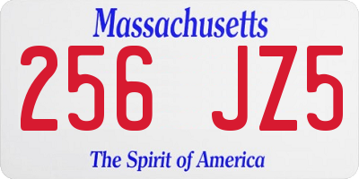 MA license plate 256JZ5