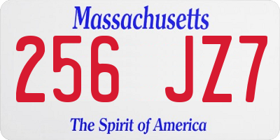MA license plate 256JZ7
