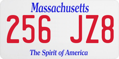 MA license plate 256JZ8
