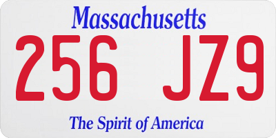 MA license plate 256JZ9