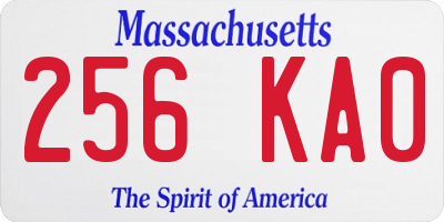 MA license plate 256KA0