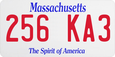 MA license plate 256KA3