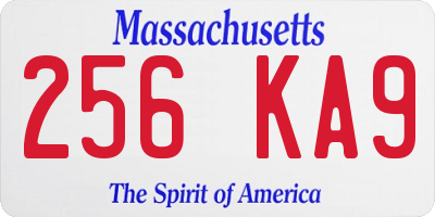 MA license plate 256KA9