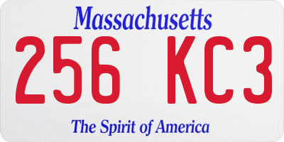 MA license plate 256KC3