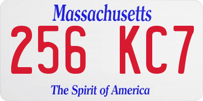 MA license plate 256KC7