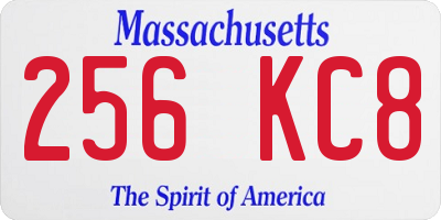 MA license plate 256KC8