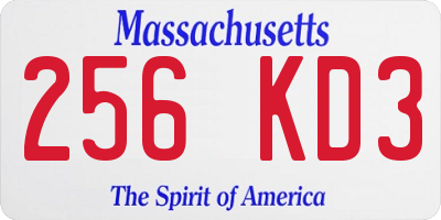 MA license plate 256KD3