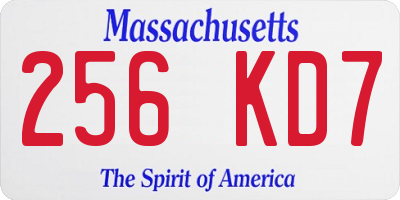MA license plate 256KD7